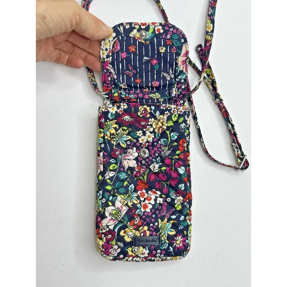 Vera Bradley Itsy Ditsy Floral Crossbody Cell Phone Purse 7.5x4‎ Cotton EUC